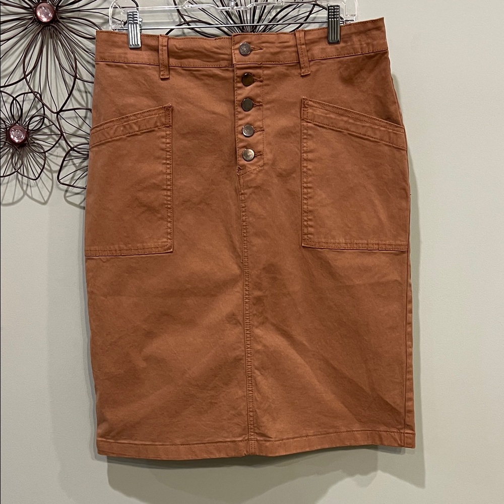 Elegant Mauve Button-Front Pencil Skirt